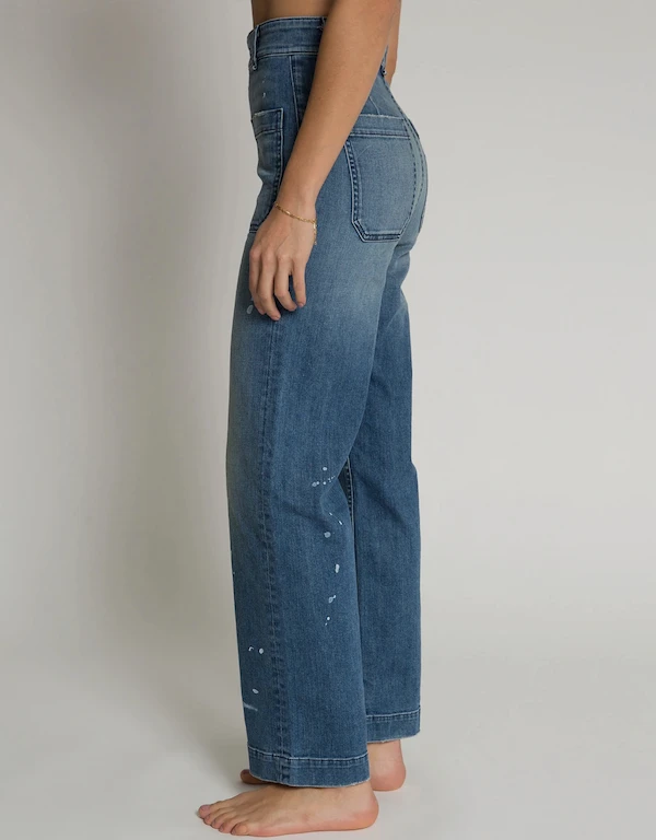 ASKK NY Sailor High-Rised Wide-Leg Cropped Jeans-Mulholland