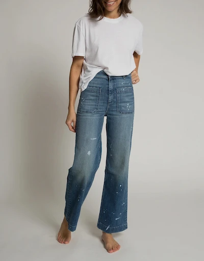 Sailor High-Rised Wide-Leg Cropped Jeans-Mulholland