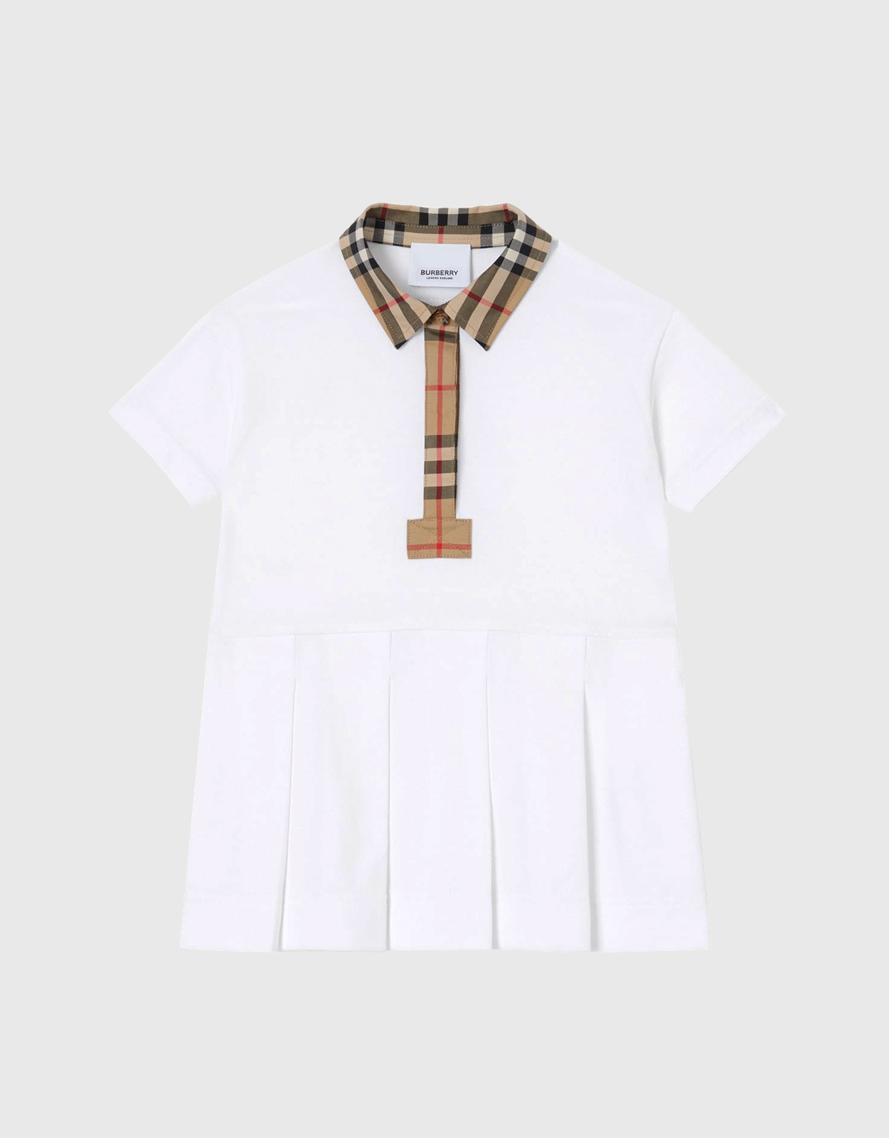 Burberry Kids Vintage Check Trim Cotton Piqué Polo Shirt Dress 3-14Y  (Kids,Girls,Dresses) IFCHIC.COM
