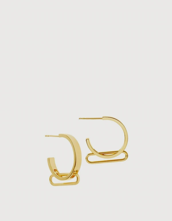 Ruifier Jewelry  NEXUS Petite Levitate 18ct Yellow Gold Vermeil Hoop Earrings 