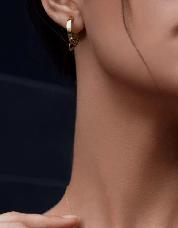 Ruifier Jewelry  NEXUS Petite Levitate 18ct Yellow Gold Vermeil Hoop Earrings 