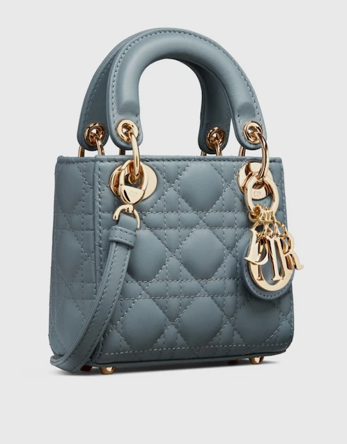 Lady Dior Micro Cloud Blue Cannage Lambskin Crossbody Bag