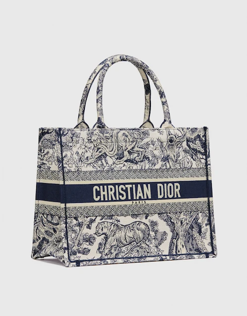 Dior Book Tote Medium Blue Toile de Jouy Embroidery Tote Bag
