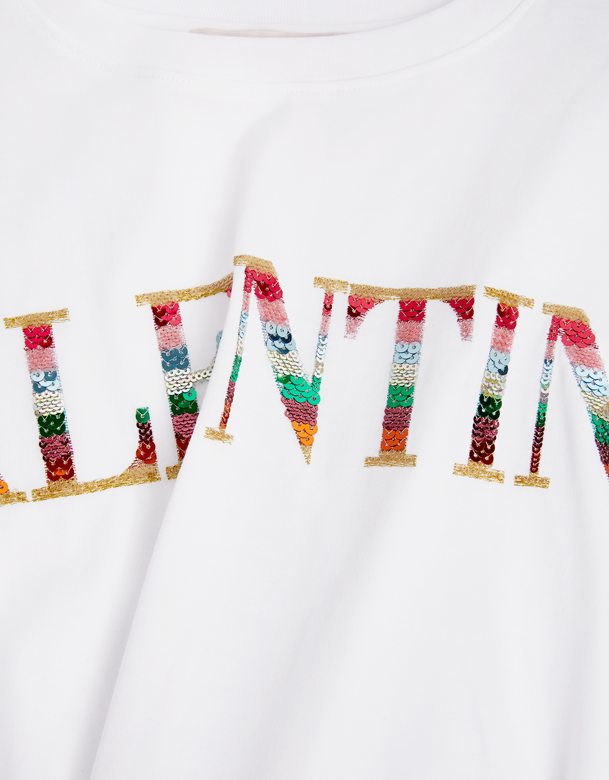 Valentino - Sequined Logo Rainbow Jersey T-Shirt