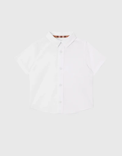 Short-sleeve Logo Print Stretch Cotton Shirt 6-24M