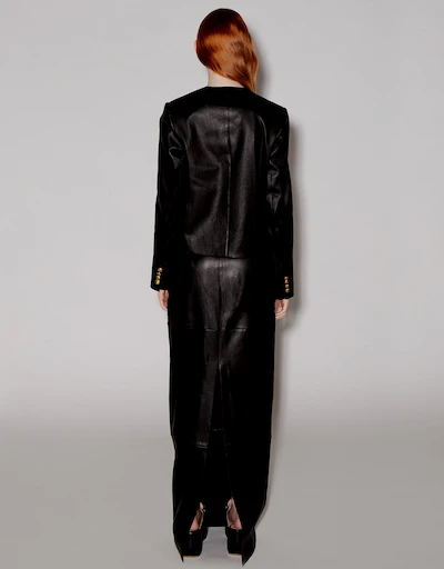 Tapered Lambskin Leather Maxi Skirt