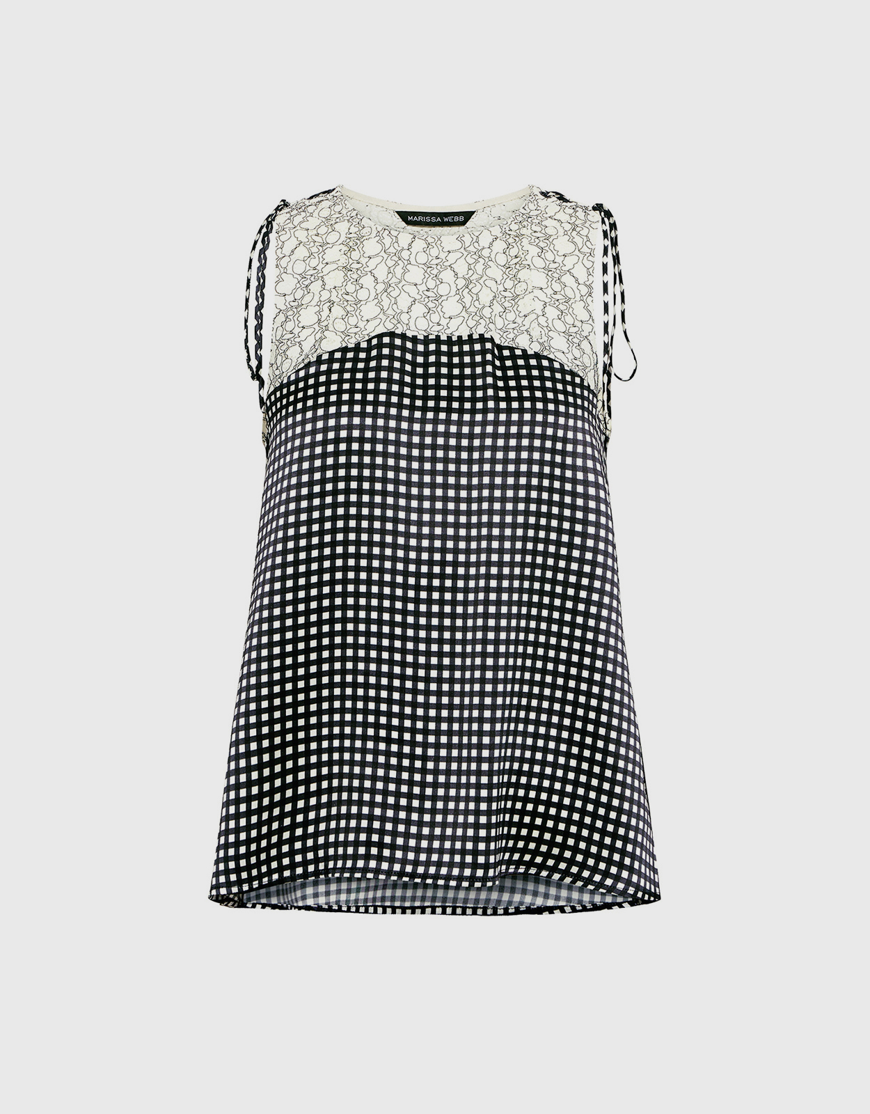 Marissa Webb Lace Shell Checkered Silk Vest - L