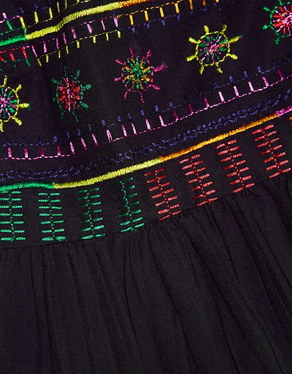 Saloni Jools B Embroidery Ruffle Cropped Top