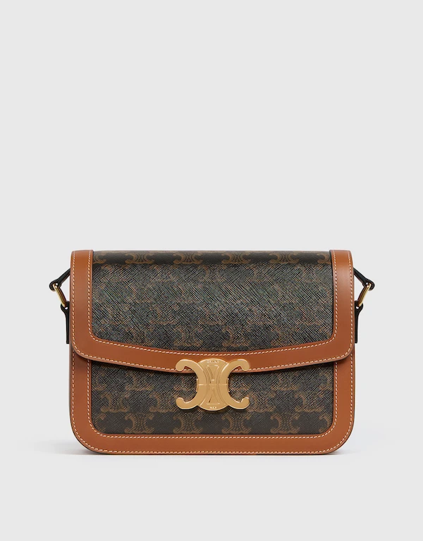 Classic Triomphe  Canvas And Calfskin Shoulder Bag
