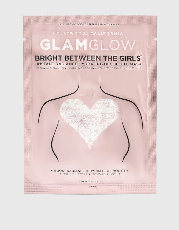 GLAMGLOW Bright Between The Girls Instant Radiance Hydrating Decollete Mask  1 Sheet