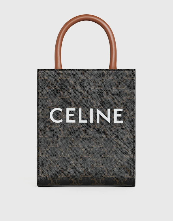 Celine Triomphe Vertical Cabas  Mini Canvas And Calfskin Crossbody Bag