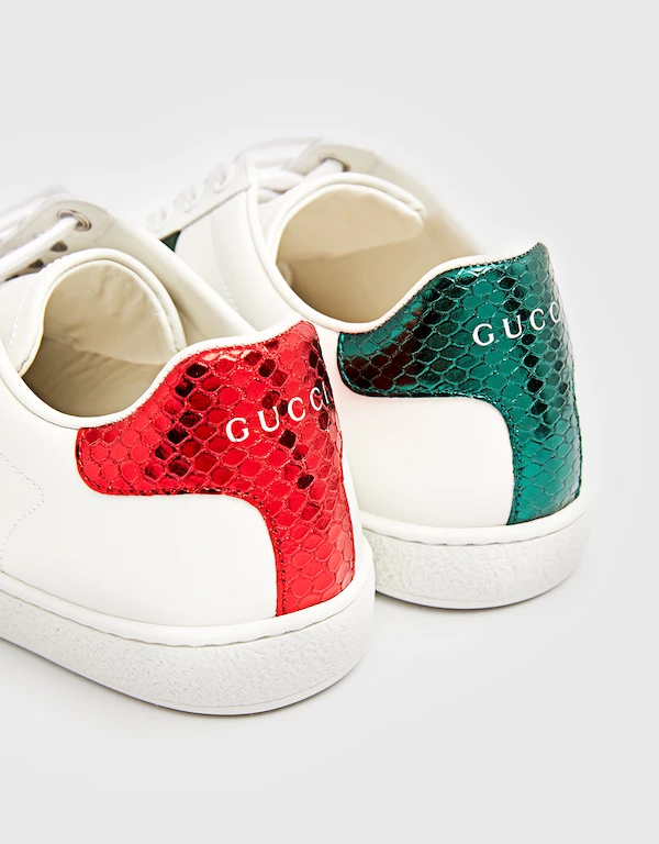Gucci Ace Bee Leather And Web Sneakers
