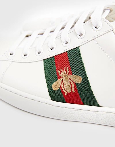 Ace Bee Leather And Web Sneakers