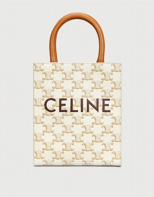 Celine Vertical Cabas Triomphe Canvas And Calfskin With Celine