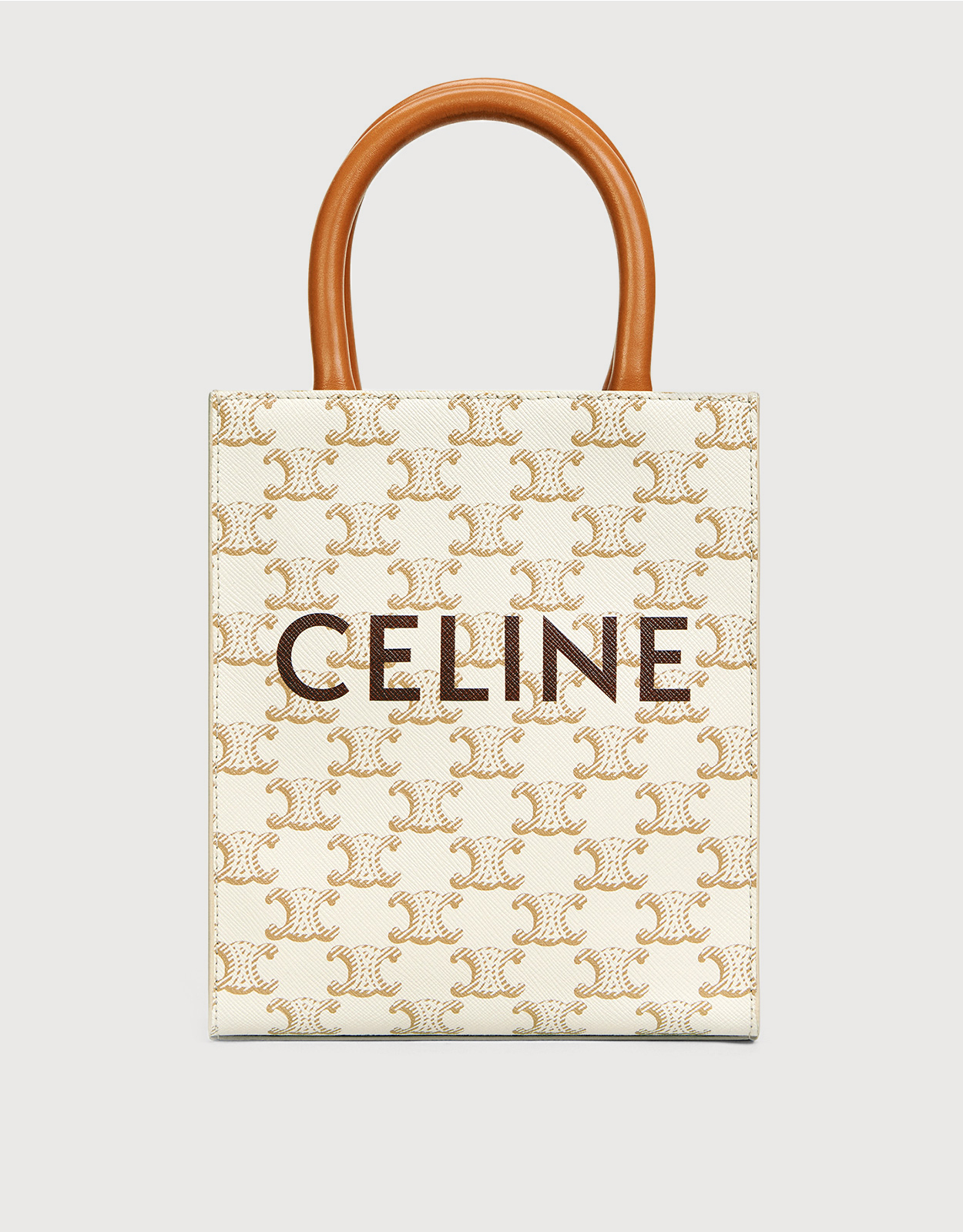 Celine - Vertical Cabas Triomphe Canvas and Calfskin with Celine Print Mini Bag