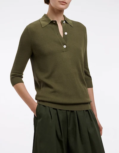 Silk Short Sleeve Polo Sweater