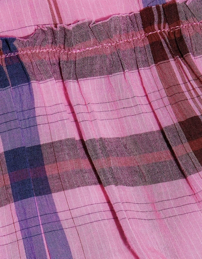 Solazure Plaid Tie Neck Maxi Dress