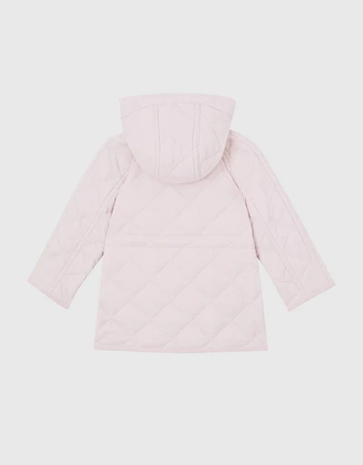 Diamond Quilted Nylon Hooded Jacket 6-24M