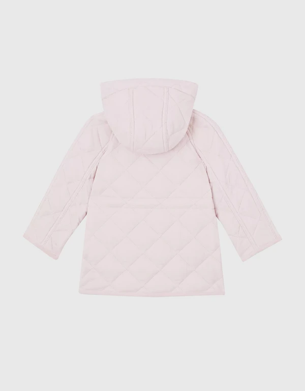 Burberry Kids Diamond Quilted Nylon Hooded Jacket 6-24M