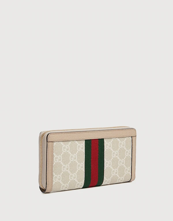 Gucci Ophidia GG Leather And Canvas Zip Around Wallet