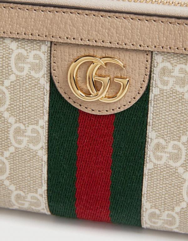 Gucci Ophidia GG Leather And Canvas Zip Around Wallet