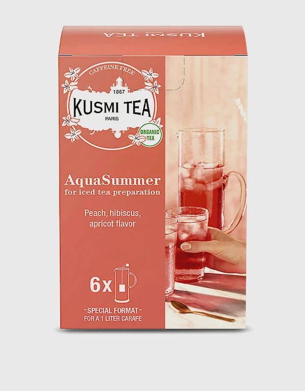 Kusmi Tea AquaSummer Peach Apricot Hibiscus Organic Ice Tea Bags 48g