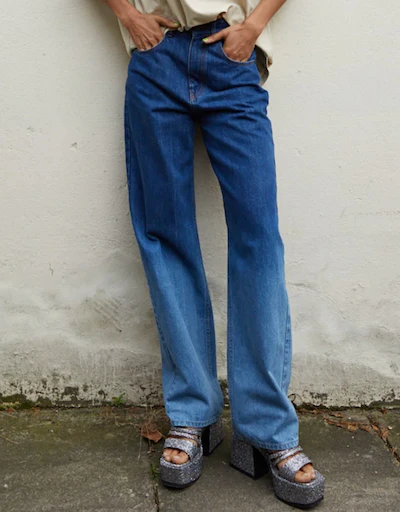 Gradient Denim Baggy Straight-leg Jeans-Gradient Navy