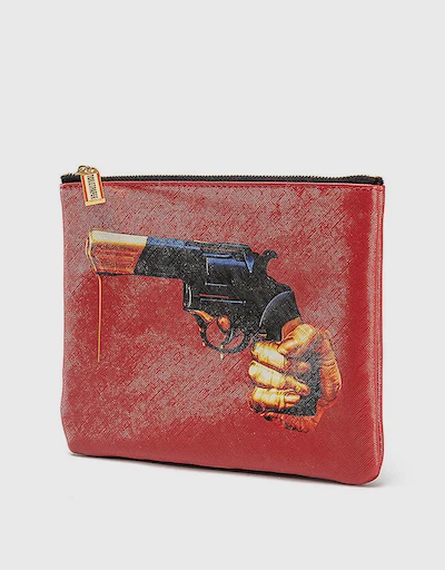 Seletti Wears Toiletpaper Revolver Faux-leather Cosmetics Bag 21cm x 15cm