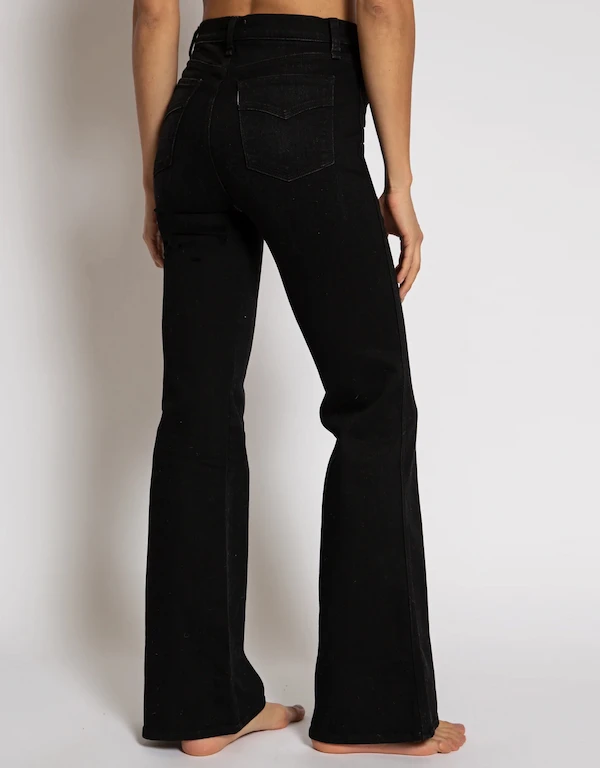 70s High-rised Bootcut Jeans-Black Resin