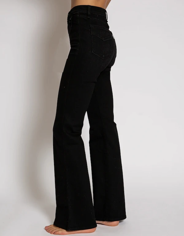 70s High-rised Bootcut Jeans-Black Resin