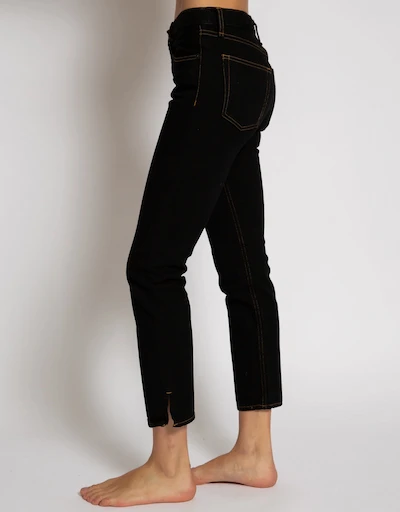 Mid-rised Straight-leg Jeans-Black Resin