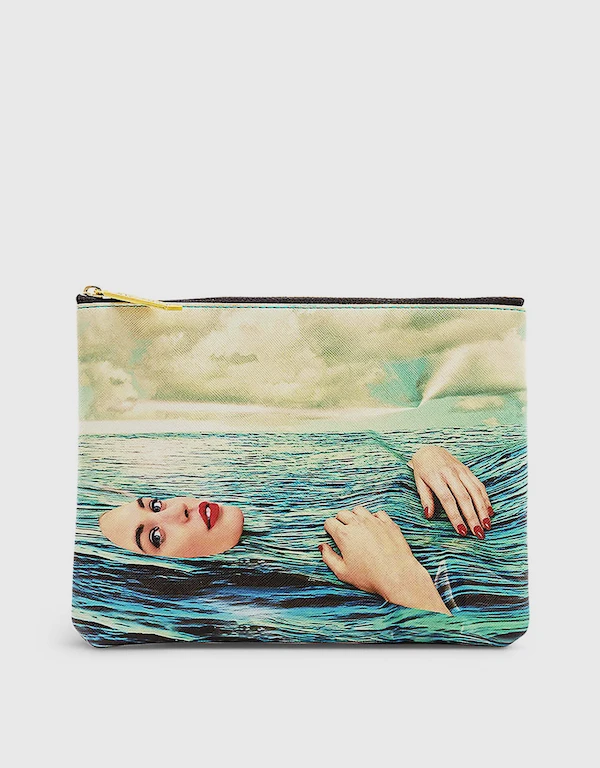 Seletti Seletti Wears Toiletpaper Sea Girl Faux-leather Cosmetics Bag 21cm x 15cm