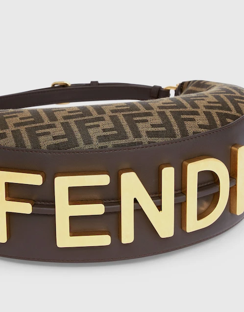 Fendi Brown Double F Logo Print Leather Cross Body Bag