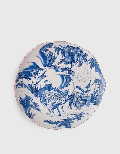 Classics on Acid-Blue Chinoiserie Porcelain Dinner Plate 28cm