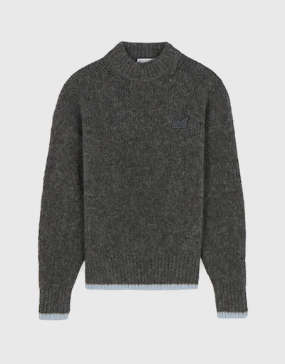 MK Patch Alpaca wool-blend High Neck Sweater-Grey Melange
