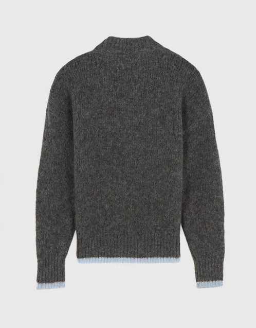 MK Patch Alpaca wool-blend High Neck Sweater-Grey Melange