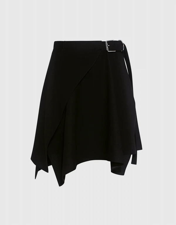 Carven Asymmetric Buckled Mini Skirt 