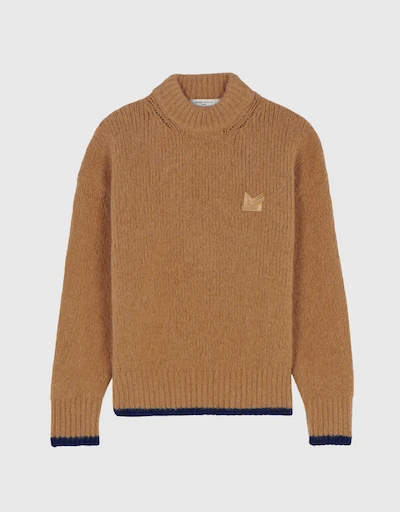 MK Patch Alpaca wool-blend High Neck Sweater-Beige