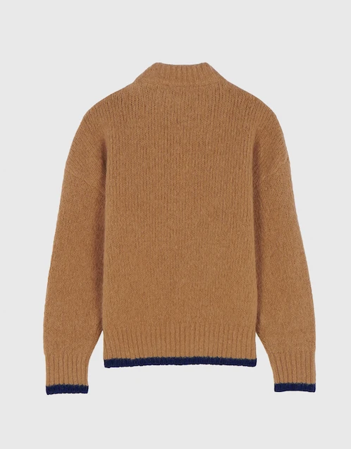 MK Patch Alpaca wool-blend High Neck Sweater-Beige