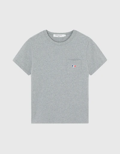 Tricolor Fox Patch Classic Pocket T-shirt-Grey Melange