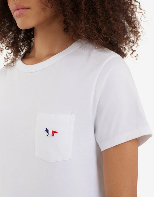 Maison Kitsuné Tricolor Fox Patch Classic Pocket T-shirt-White