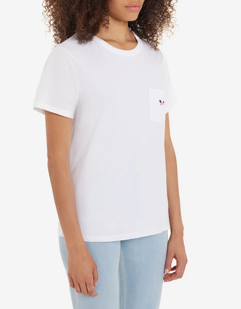 Maison Kitsuné Tricolor Fox Patch Classic Pocket T-shirt-White (Tops,Short  Sleeved) IFCHIC.COM