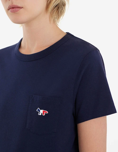Maison Kitsuné Tricolor Fox Patch Classic Pocket T-shirt-Navy