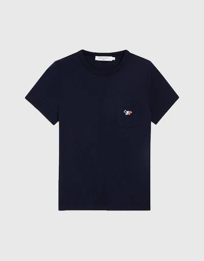 Tricolor Fox Patch Classic Pocket T-shirt-Navy