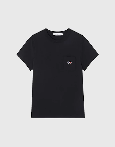 Tricolor Fox Patch Classic Pocket T-shirt-Black