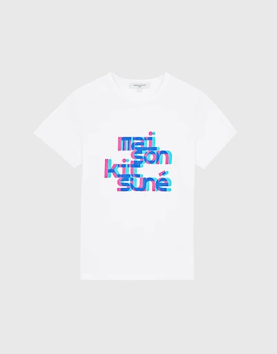 Neon Offset Typo Classic T-shirt-White