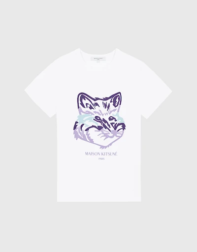 Big Fox Print Classic T-shirt-White