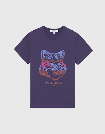 Big Fox Print Classic T-shirt-Blue Navy