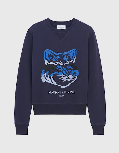 Big Fox Embroidery Regular Sweatshirt-Blue Navy