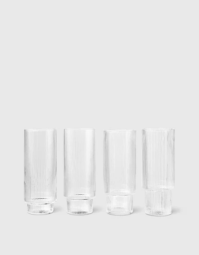 Ripple Long Drink Glasses Set of 4-Clear
